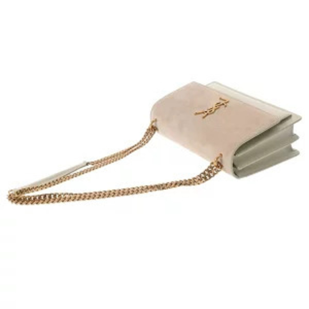 Saint Laurent Sunset Chain Shoulder Bag Beige Ivory White Smooth Leather Suede - Picture 3 of 9